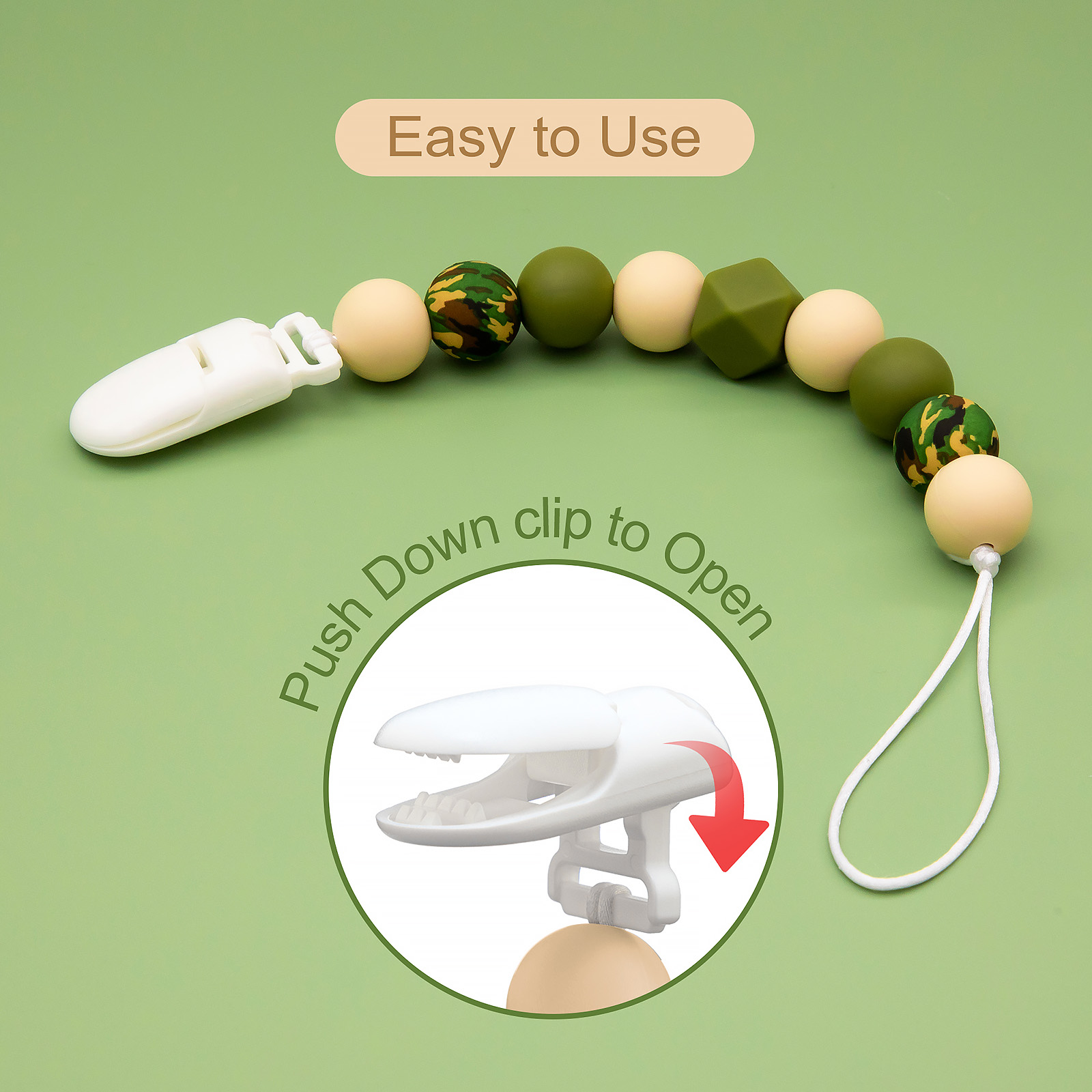 TYRY.HU Pacifier Clip Soother Chains for Babies BPA Free Soft Silicone Teething Beads Teether Pacifier Holder 2pcs With Boxs