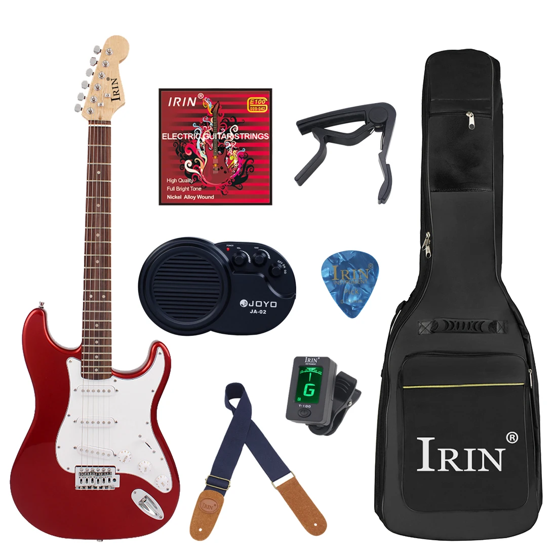 IRIN 39 Inch Electric Guitar 22 Frets Basswood Body Professional ST Electric Guitar Set with Case Guitar Accessory for Practice