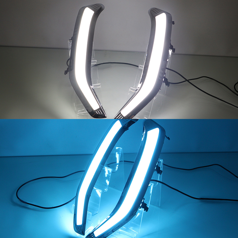 2Pcs For Subaru Forester 2013 2014 2015 2016 2017 2018 LED DRL Daytime Running Light Daylight Turn Signal Lamp With Nignt Blue