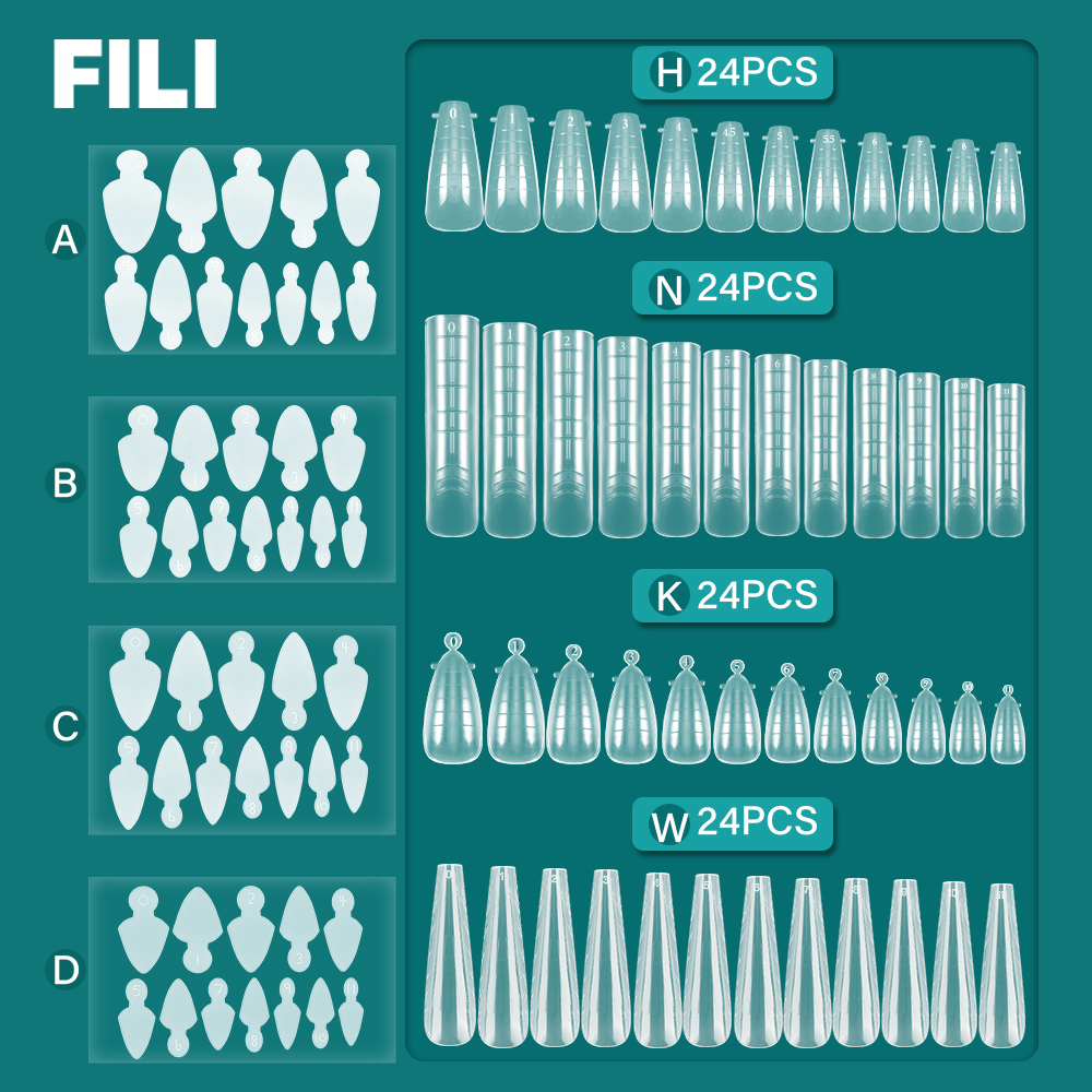 FILI Dual Forms Nail Mold Forms With Line Sticker Kit Silicone Nail Sticker Quick Building UV Gel Mold Fake Nail Top Form