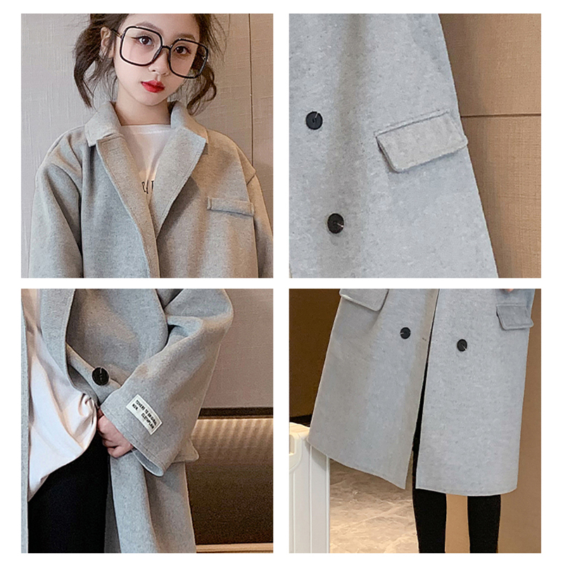Elegant Wool Blends for Children Streetwear Vintage Teenage Girl Jackets Loose Autumn Winter Coats Woolen Overcoat Korean Kids