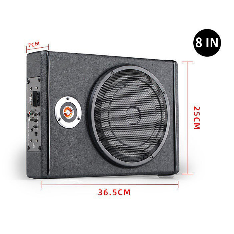 8 inch 600W Car Subwoofer Under Seat Active Subwoofer 12V Powerful Pure Bass Amplifier Shockproof Car Audio Stereo Bass Speaker