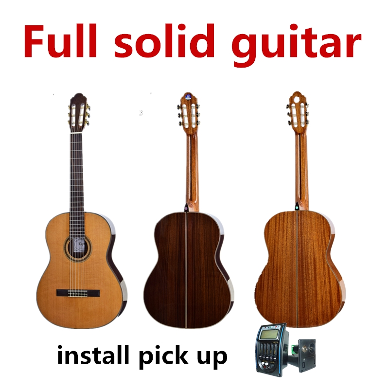 Full Solid Classical Guitar Acoustic 39 Inches Electric Highgloss 6 Strings Pick Up Cedar Rosewood Mahogany Guitarra Pick up