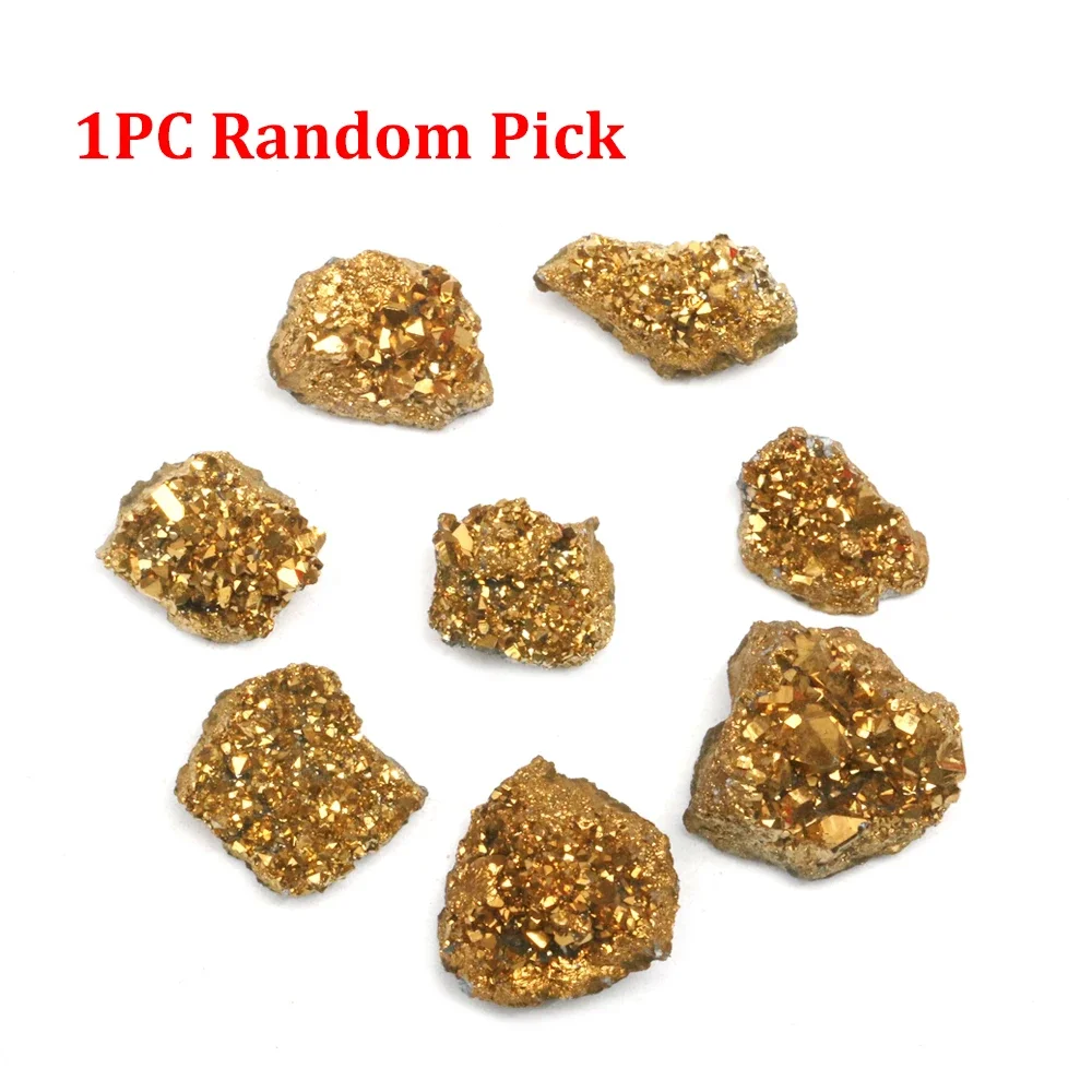 Mineraali 15~25mm Electroplated Gold Natural Raw Gemstone Cluster Sprout Fragment Unpunched Irregular Ore Material Stons Jewelry