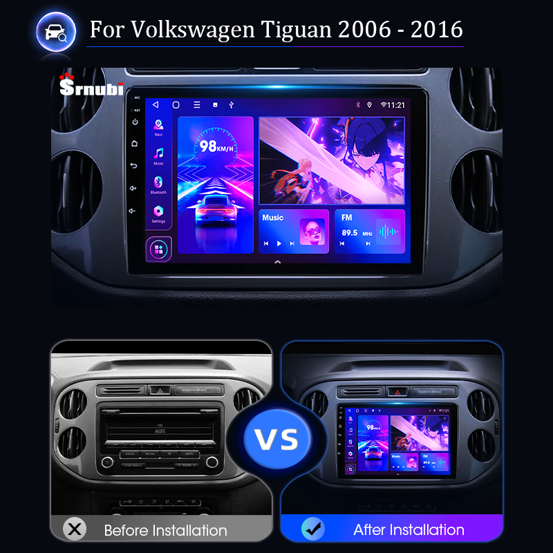 Android 11 for VW Volkswagen Tiguan 1 NF 2006-2016 Multimedia Video Player 2 Din Carplay Stereo GPS DVD Head Unit Audio Radio 9"
