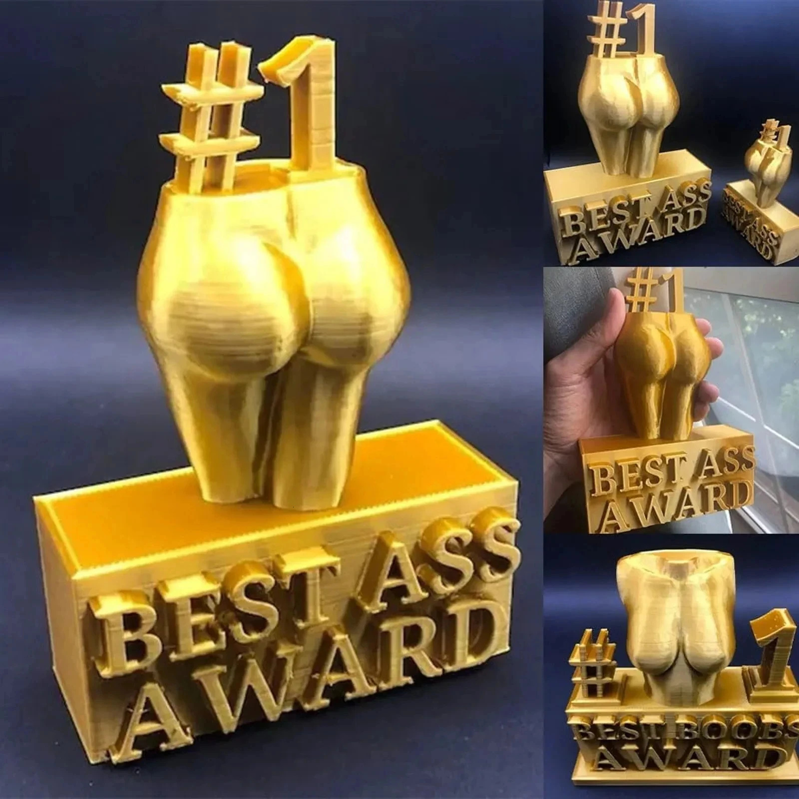 Golden Win Cup Statuette Award Statue Ass Boobs Gold Ornament Trophy Funny Creativity Resin Home Decorations Gifts 240624