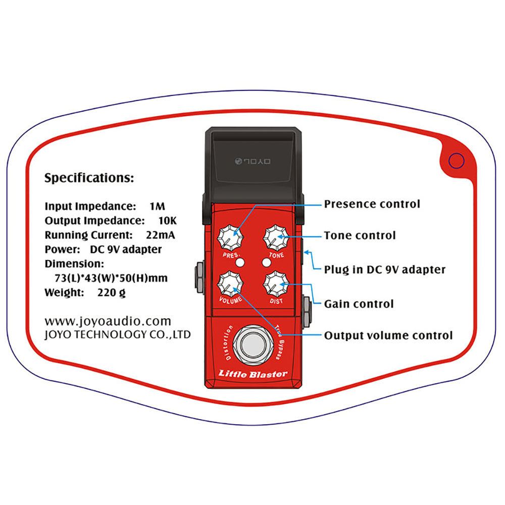 JOYO JF-303 Little Blaster Guitar Effect Pedal Rock Punk Rhythm For Electric Guitar Bass Effects Pedal Guitar Parts Accessories