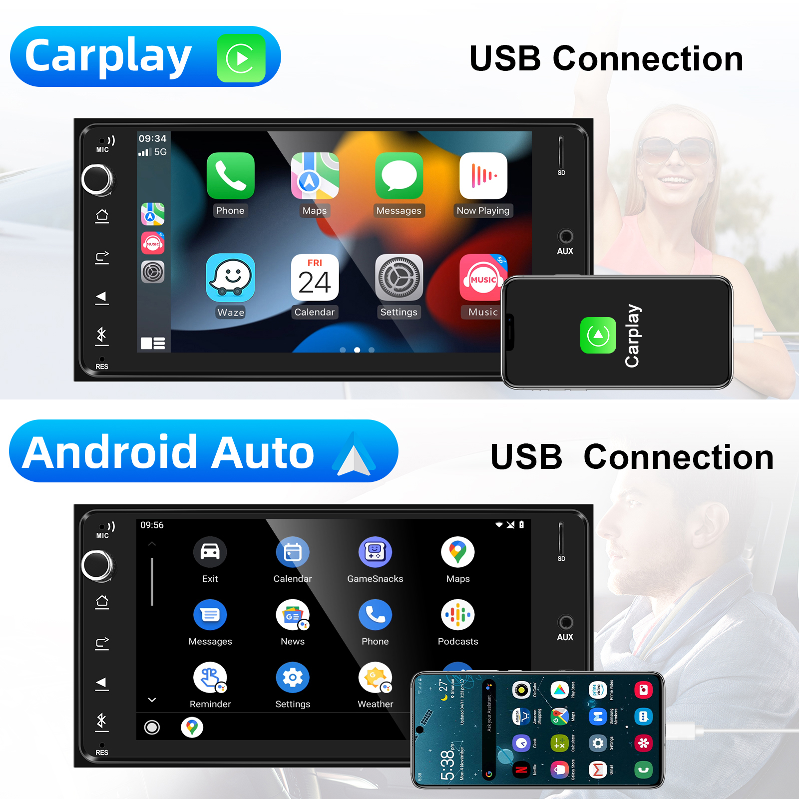 AMPrime Car Radio Autoradio 7'' Touch Screen Carplay Android 11 Car Multimedia Video Player GPS For Toyota Corolla WiFi Stereo