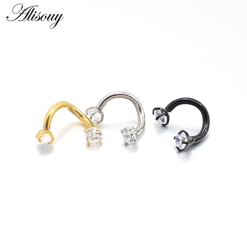 Alisouy 1pc Steel Piercings Ear Studs Segment Ring Nose Ring Lip Eyebrow Piercings Industrial Barbell Body Jewelry Piercing
