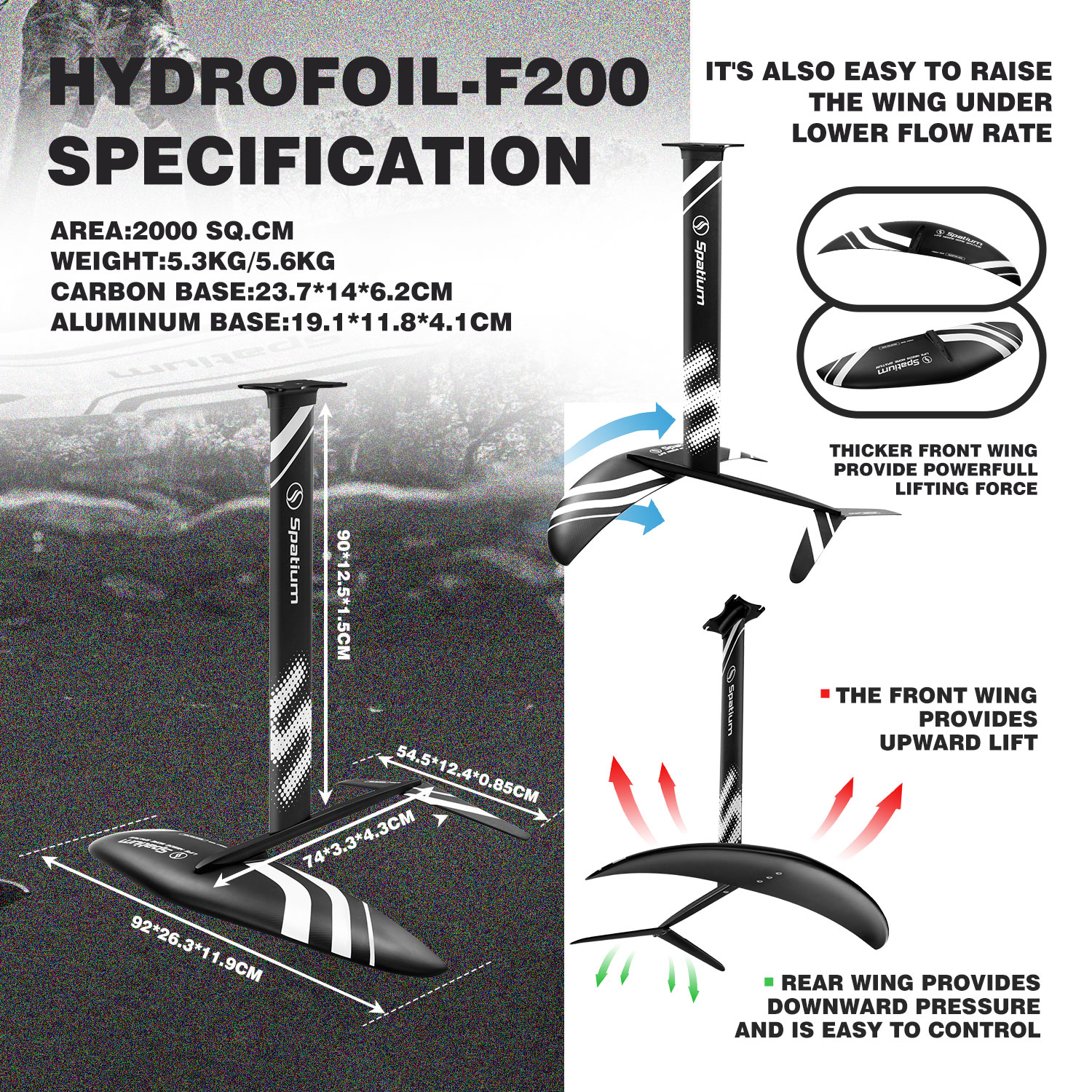 Spatium new water sports inflatable boat hydrofoil foil board wind surf rapid delivery for surfing