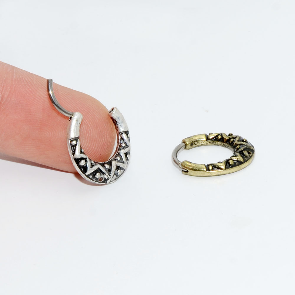 1pcs 16G Surgical Steel Indian Nose Septum Rings Women Crystal Ear Helix Clicker Piercings Earring Septums Hoop Piercing Jewelry