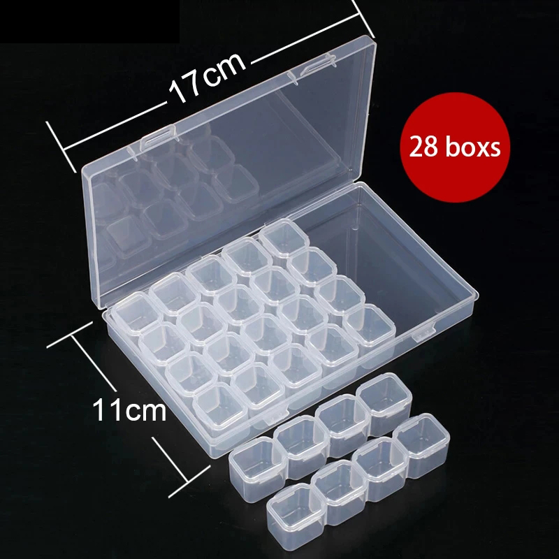 28 Slots Plastic Storage Box Diamond Painting Kits Nail Art Rhinestone Tools Beads Storage Boxes Case Organizer Holder Sale