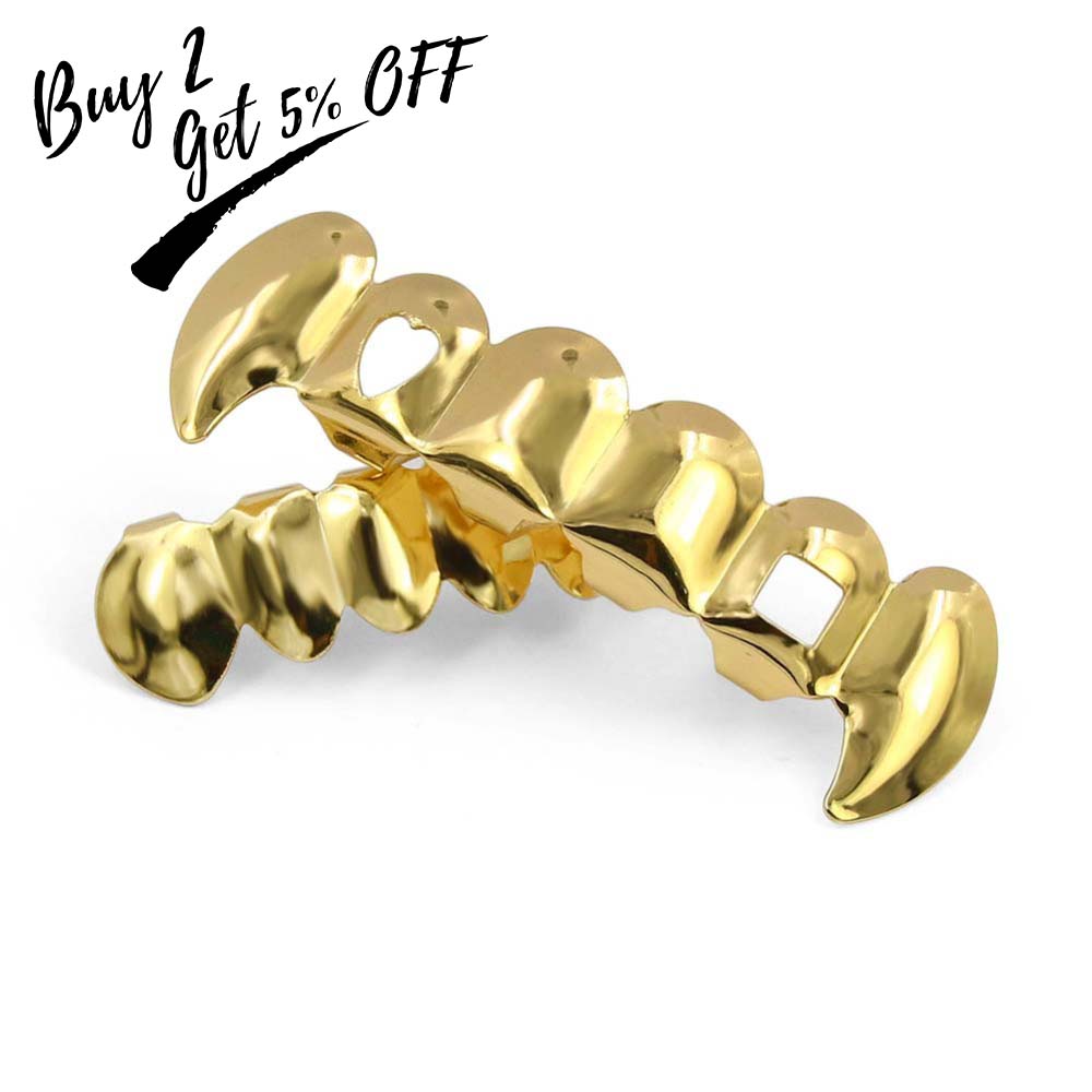 TOPGRILLZ New Top Hollow Heart n Square love Teeth Grillz Vampire fangs high-quality hip-hop Tooth Grills