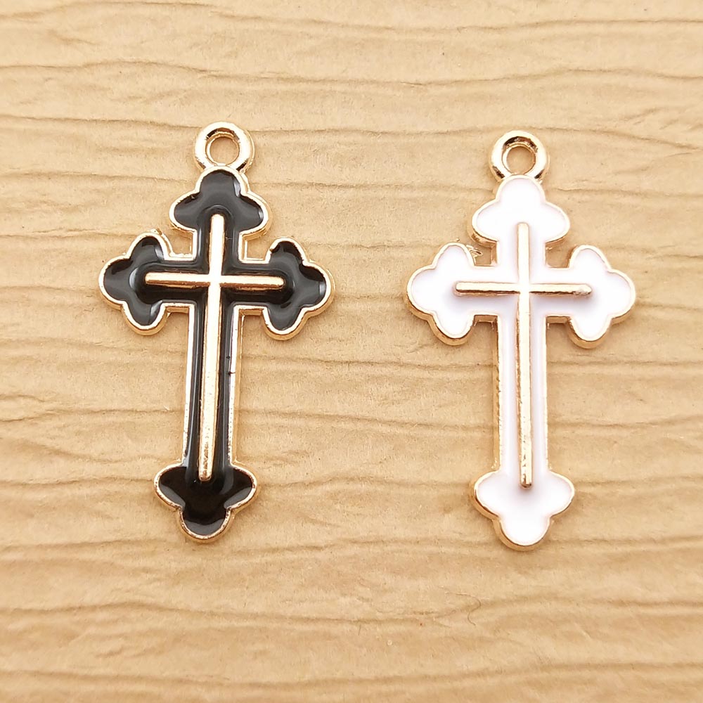 10pcs Enamel Cross Charm for Jewelry Making Craft Supplies Classic Bulk Earring Pendant Necklace Bracelet Charms Diy Accessories