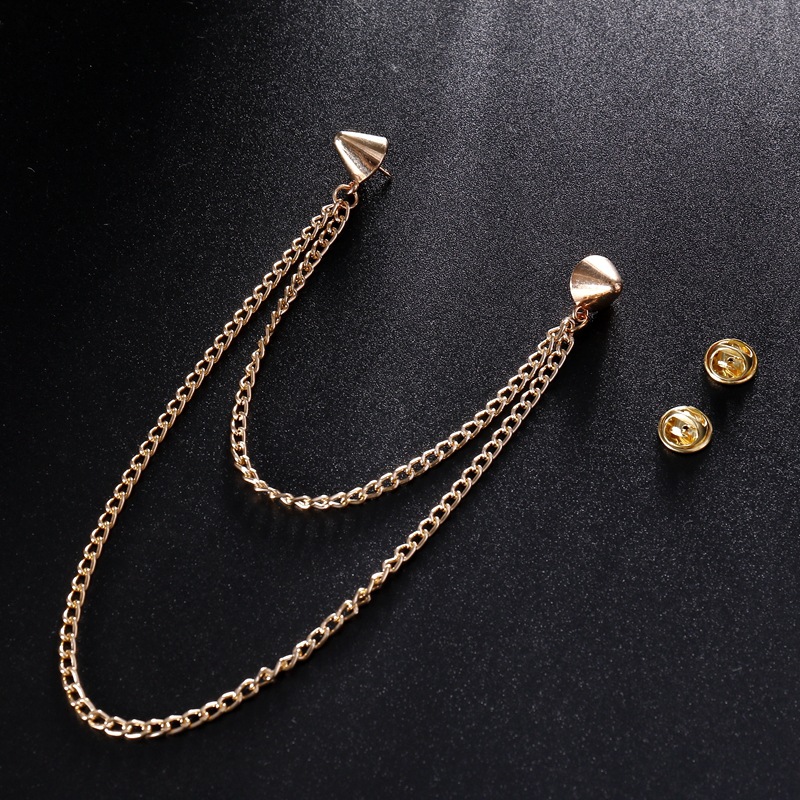 Vintage Spiked Brooch Long Tassel Chain Collar Needle Lapel Pin Women Jewelry Gifts for Men Brother Friend Accessories