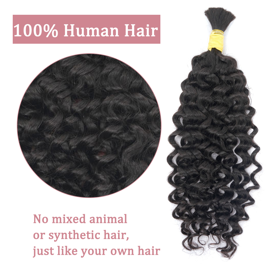 50 Grams Water Wave Bulk Human Hair for Braiding No Weft European 100% Remy Hair Natural Color Full Ends Extensions for Women