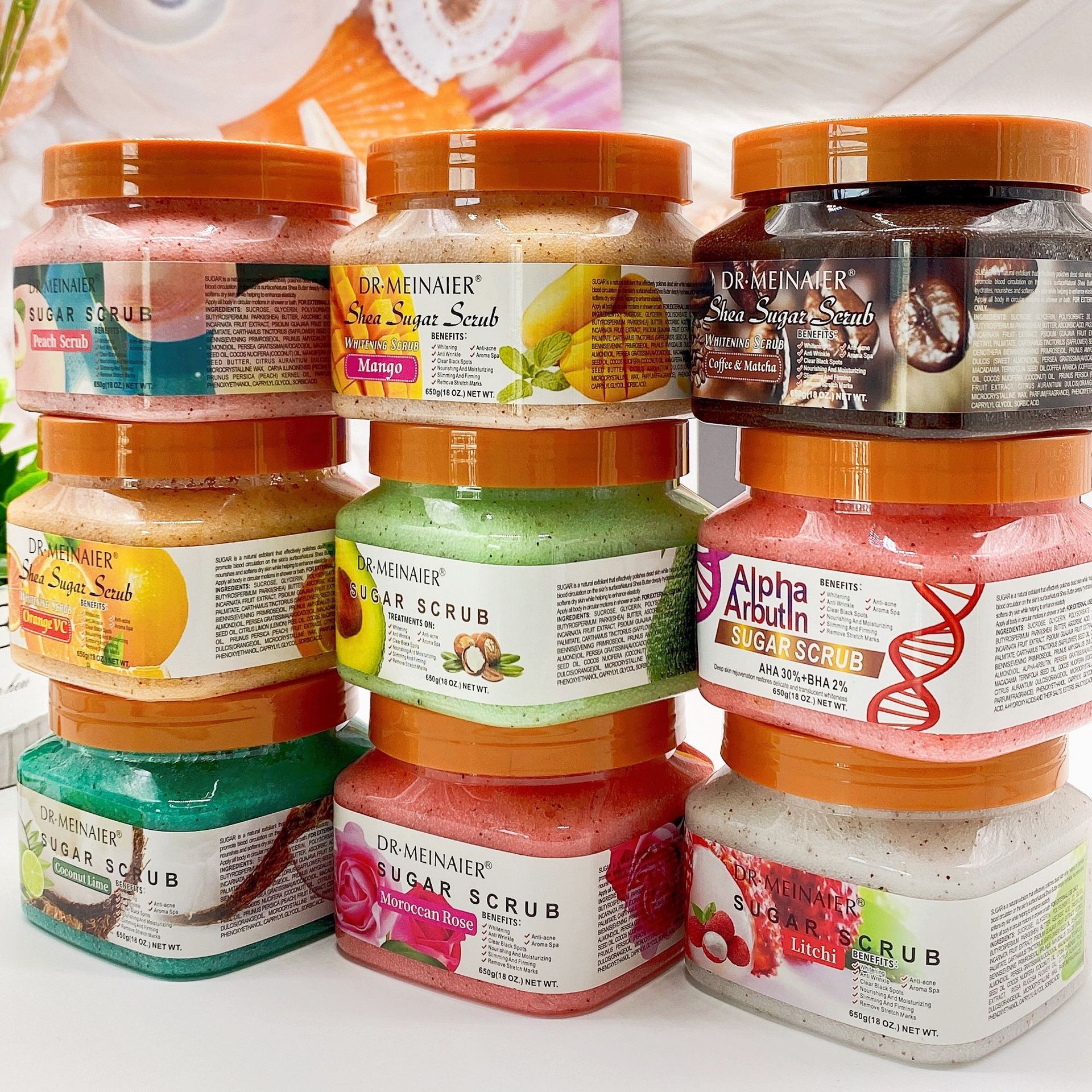 Fruit Sea Salt Body Scrub Skin Smooth Softens Cuticles Sugar Avocado Strawberry Apricot Sherbet Coffee Moisturizing Exfolianting