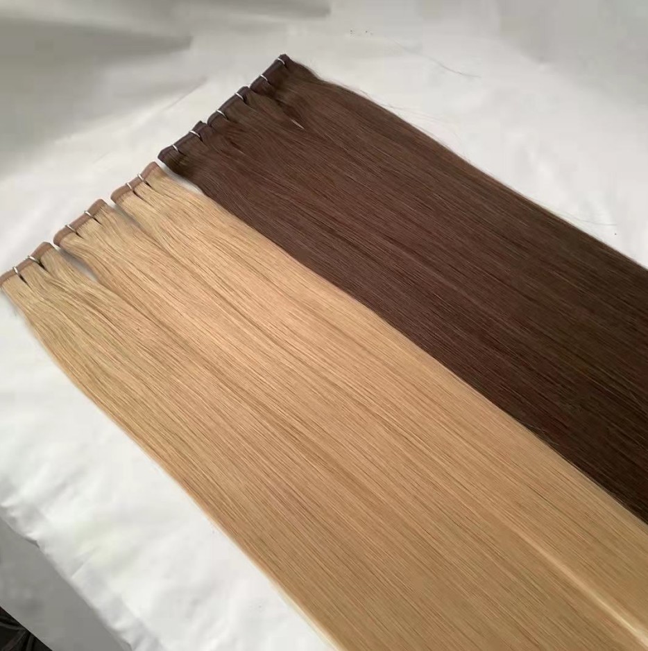 Silk Hair Weft Virgin Human Hair Extensions For Women Blonde Sew In Bundles Straight Natural Hairpieces Real Human Hair 26 Inch