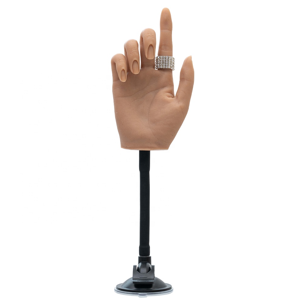 Female Lifesize Realistic Practice Nail Training Practice Hand Model Fake Hand Nail Silicone Practice Hand with Bracket Stand