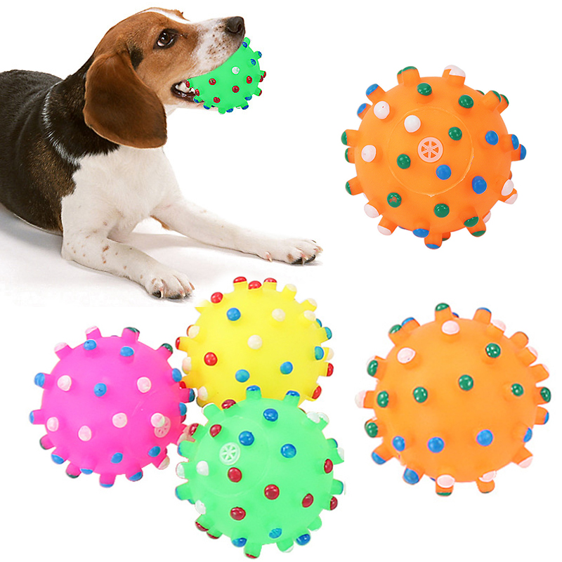 Spike Ball Sounding Pet Toys Non-toxic Vinyl Balls Dog Toy Puppy Audible Bite Resistant Toys Dog Teeth Cleaner Pet Accessories