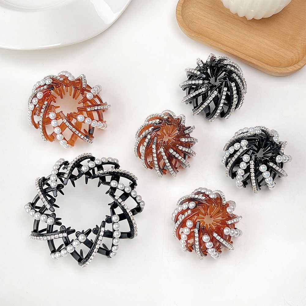 Women Bun Crystal Hair Claw Bird Nest Ponytail Buckle Ponytail Holdedr Hair Clip DIY Bun Maker Female Hair Accessories
