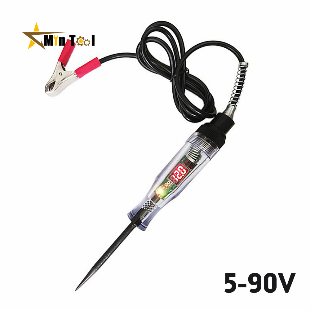 5-90V Car Truck Voltage Circuit Tester Digital Display Long Probe Pen Light Bulb Automobile Diagnostic Tools Auto Repair Tool