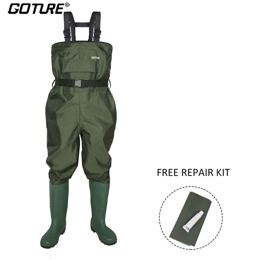 Goture Kid Fishing Waders 100% Waterproof Chest Fishing Pants 2-9 Years Old Children Wader Girl Boys Fishing Suit with Boot