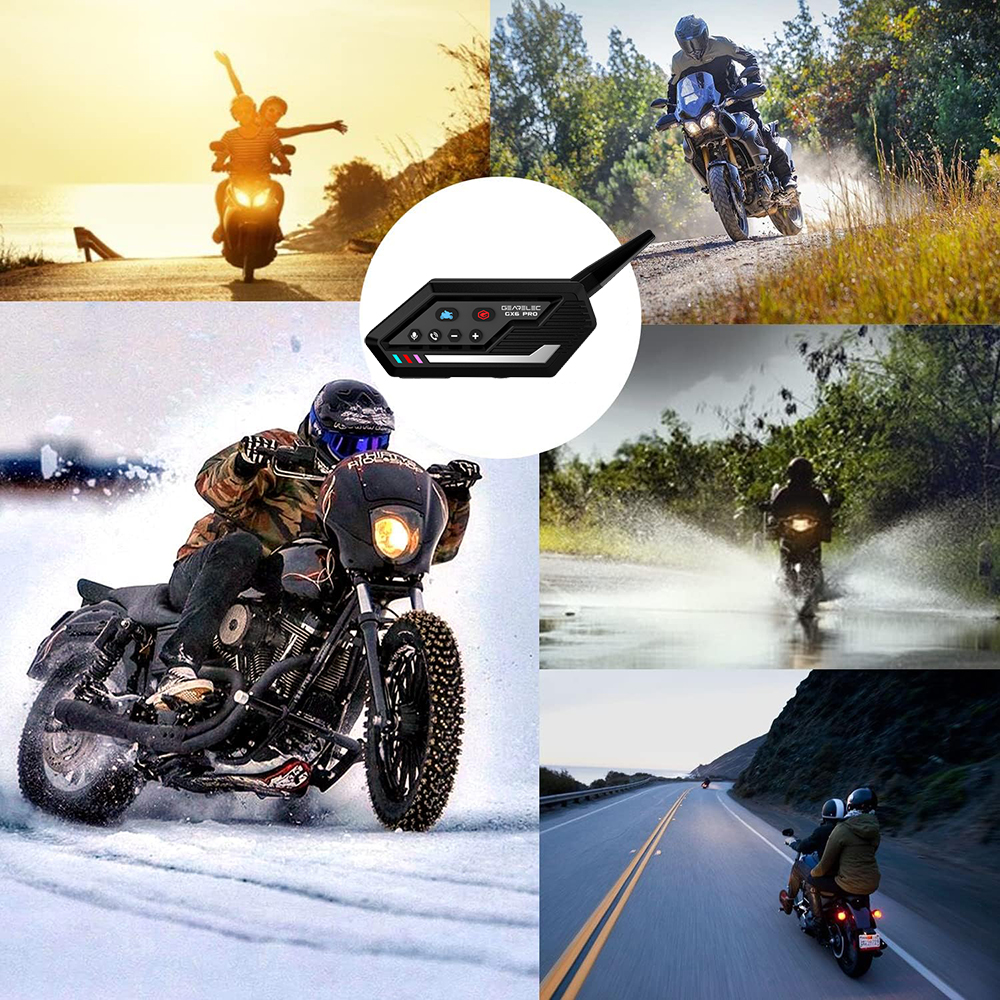 GEARELEC GX6 PRO Motorcycle Bluetooth Helmet Intercom Headset 2 Riders 1000M BT Interphone Communicator Speaker Voice Control