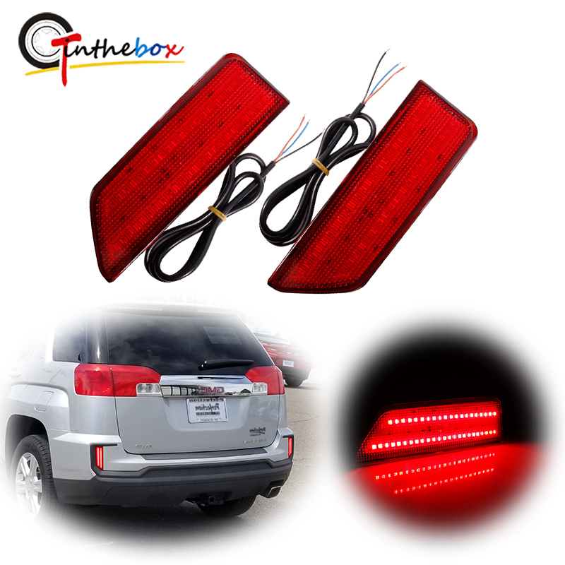 Gtinthebox Smoked / Red Lens Red LED Rear Bumper Reflector Lights For 2016 2017 GMC Terrain Tail Brake Lights Rear Fog Lights