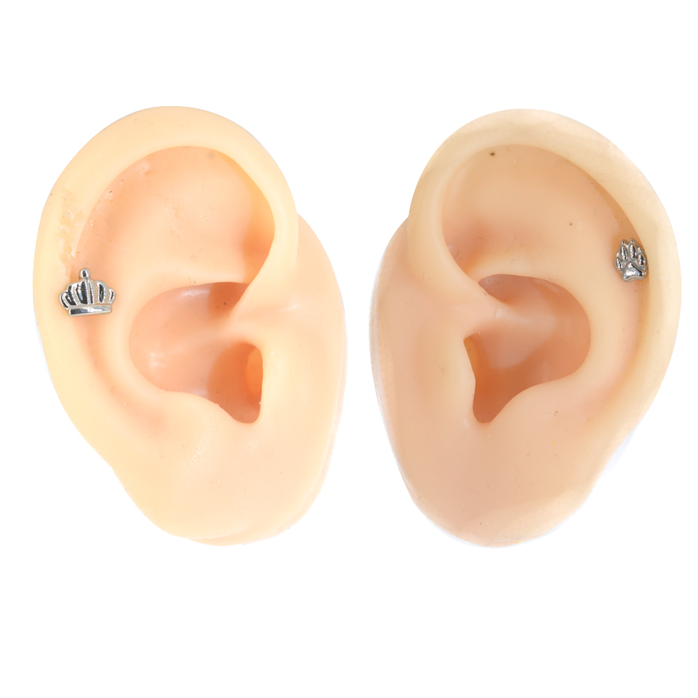 1Pcs F136 Titanium Crown Lip Labret Paw Ear Studs Earrings For Women/Men 6/8mm Tragus Cartilage Piercing Jewelry