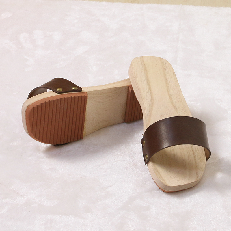 Wooden Sandals - Leather Flat Heel Japanese Geta for Women & Men, Solid hot Color Summer Flip Flops/Slippers, Cosplay Shoe, Plus Size