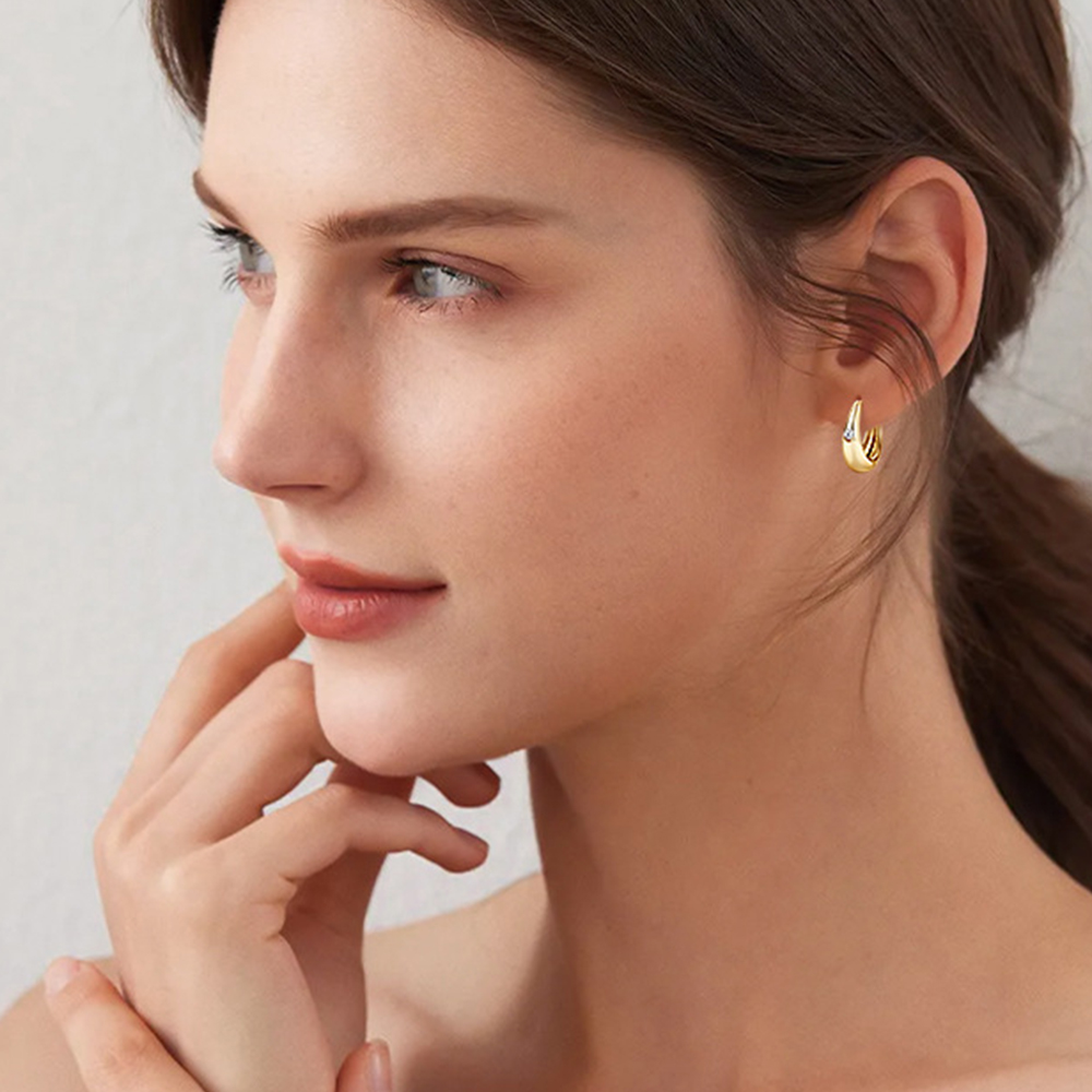 Sweetrain 2.5mm Moissanite Hoop Earrings For Women 925 Sterling Silver Plated Gold Huggie Hoops Earring 2023 Trend Fine Jewelry