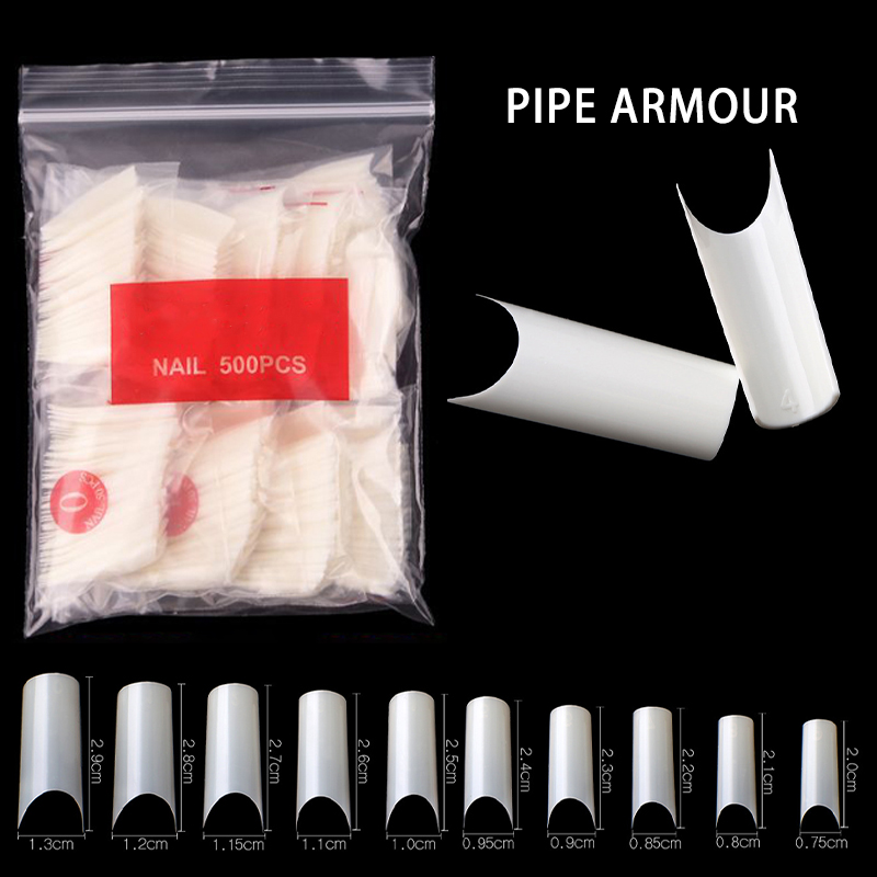 500/550 pcs Bagged Water Pipe Tips False Nails Half Cover French Acrylic ABS For Manicure Fingers Set C Curve 10 Sizes Tips Kit