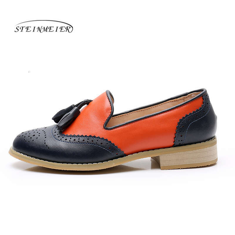 Women Flat Genuine Leather Round Toe Flats Platform Brogues Ladies Summer Woman Gladiator Rubber Sole Shoes 2022