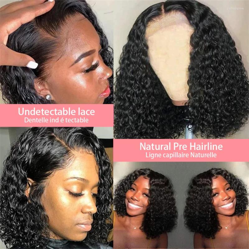 4X4 13X4 Short Bob Wigs Deep Wave Lace Frontal Human Hair Women Brazilian Remy 200 Density