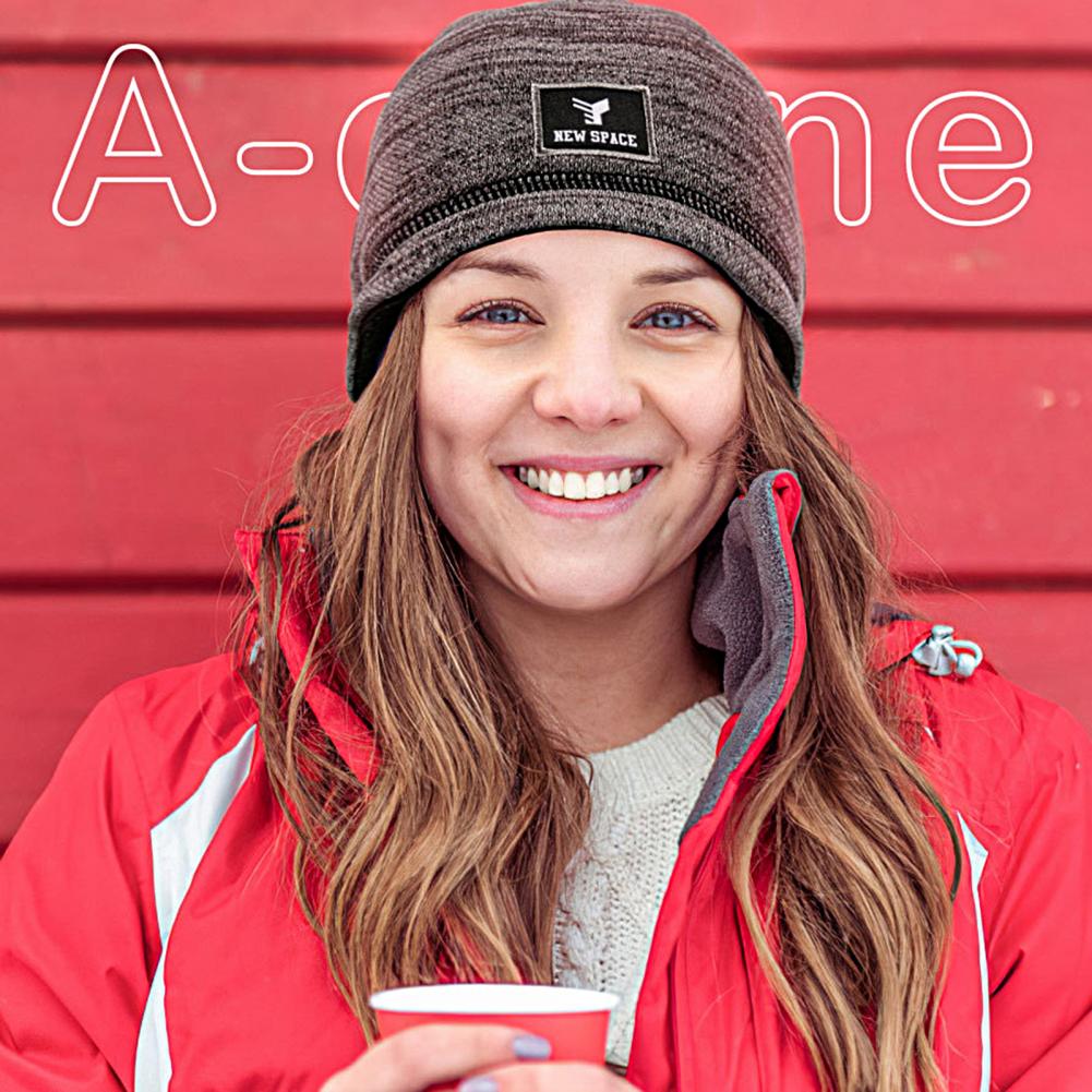 Unisex Beanies Fleece Liner Windproof Solid Color Double Layer Autumn Winter Double-sided Wearable Knitted Hat Bonnet Cap