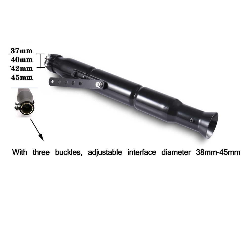 21'' Universal Motorcycle Exhaust Pipe with Sliding Bracket Vintage Exhaust Muffler 38-45mm for Cafe Racer Bobber Chopper Tube