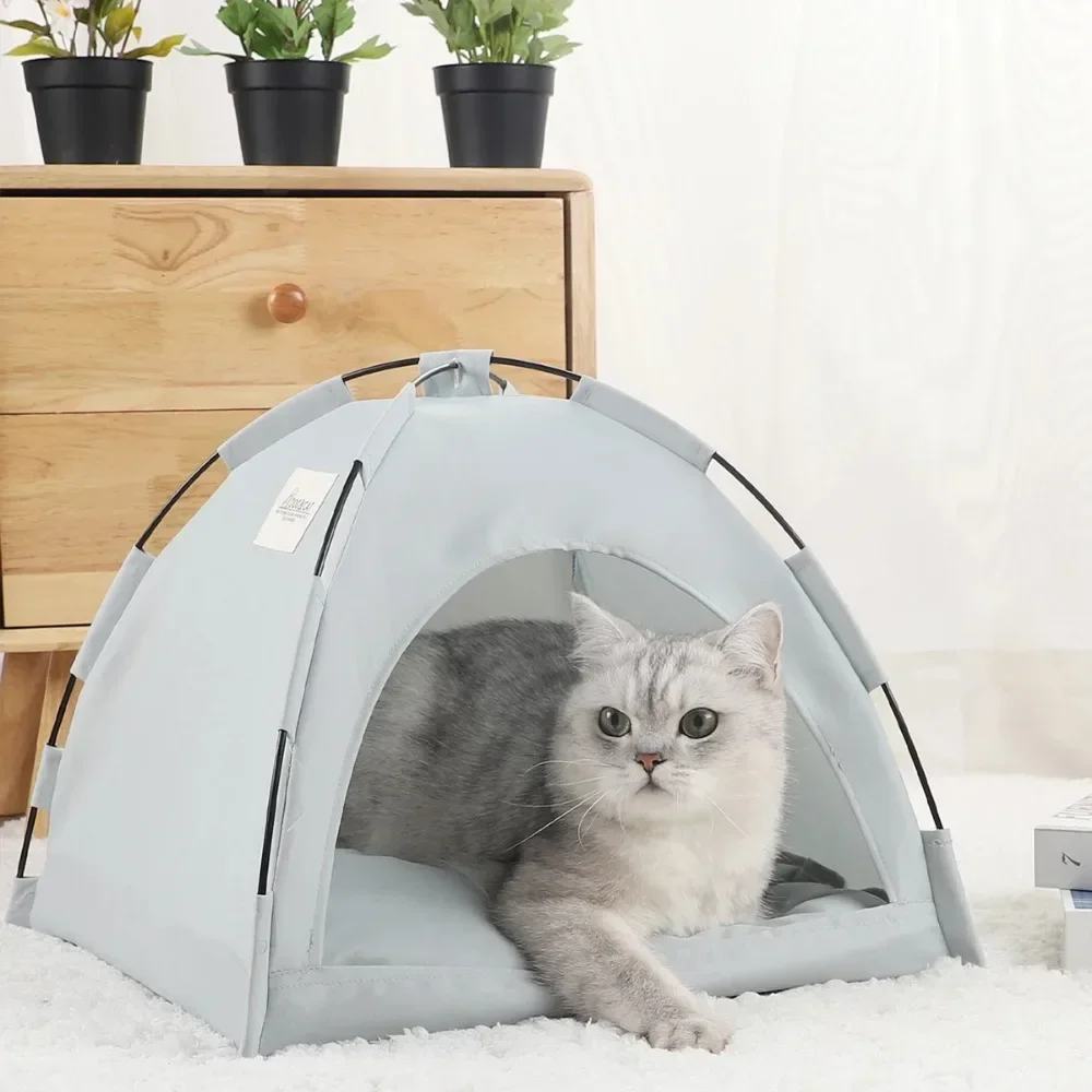 Summer Pet Tent Cave Bed Removable Cat Hut Small Kennel Washable Semi-Enclosed Dog House And Cat Nest Foldable Outdoor Cattery