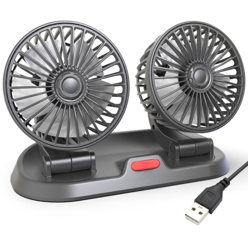 Car Cooling Fan Angle Adjustable Dual Head Fan with Parking Phone Number Plate N0HF