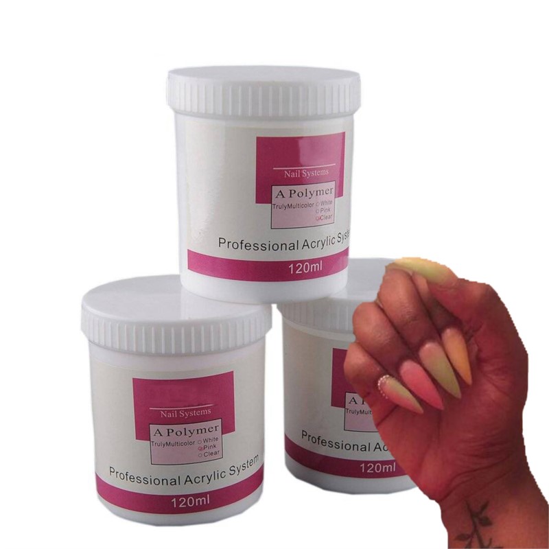 1Pot 120ml Nail Acrylic Powder 4Oz White/Pink/Clear EMA Polymer Crystal Dust for Manicure Builder/Dipping/Carving Nail Extension