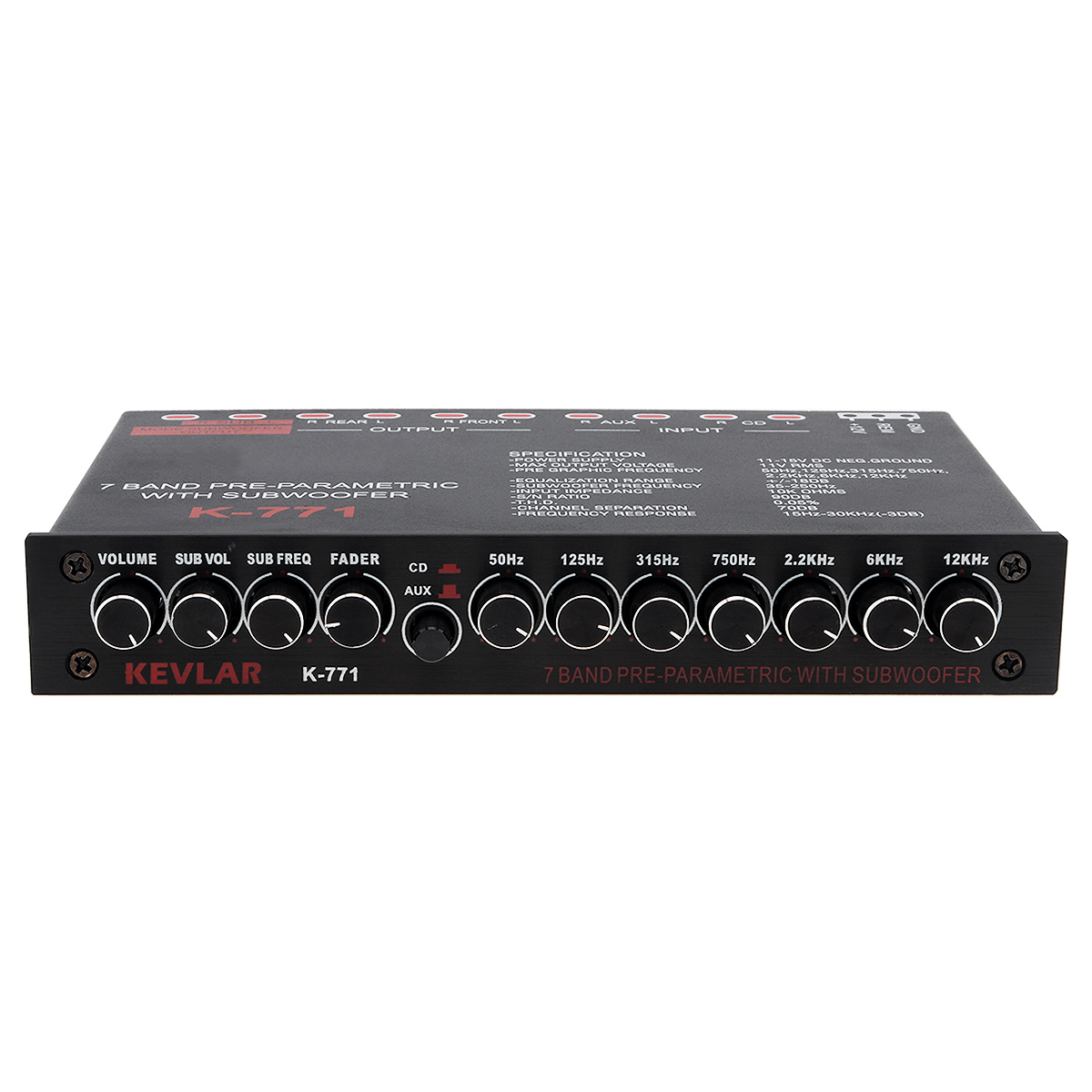 Car EQ Equalizer 7 Bands Pre-Parametric With Subwoofer Auto Audio EQ Tuning Crossover Amplifier External AUX Input K-771