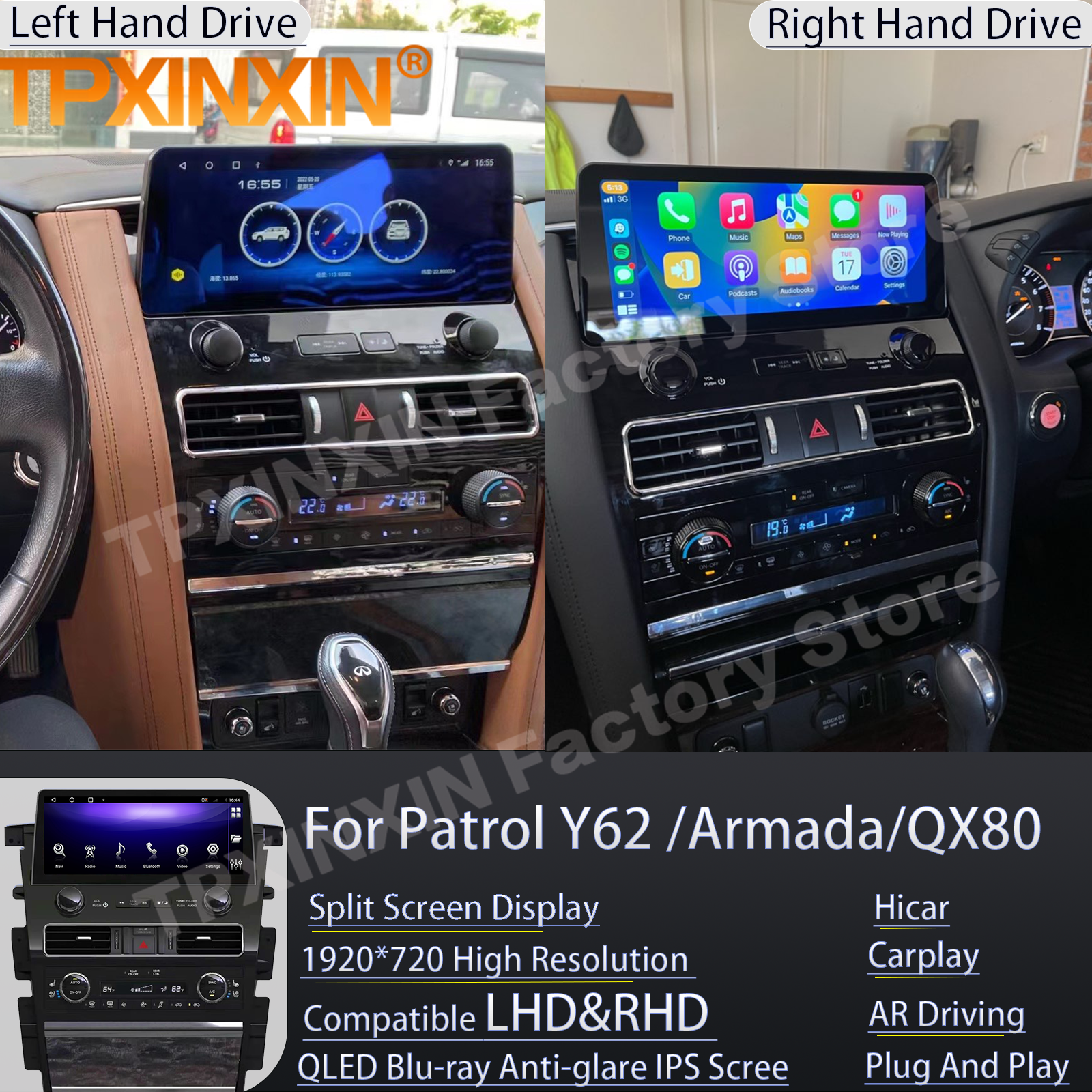 LHD RHD Android 11 Multimedia Stereo For Nissan Patrol Y62 Amada For Infiniti QX80 QX56 2010 2011 2012-2021 2022 GPS Head Unit