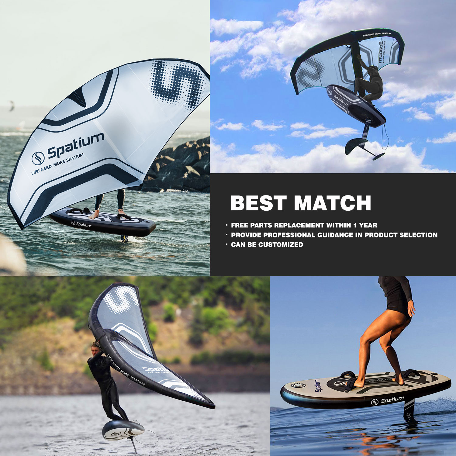 Spatium new water sports inflatable boat hydrofoil foil board wind surf rapid delivery for surfing