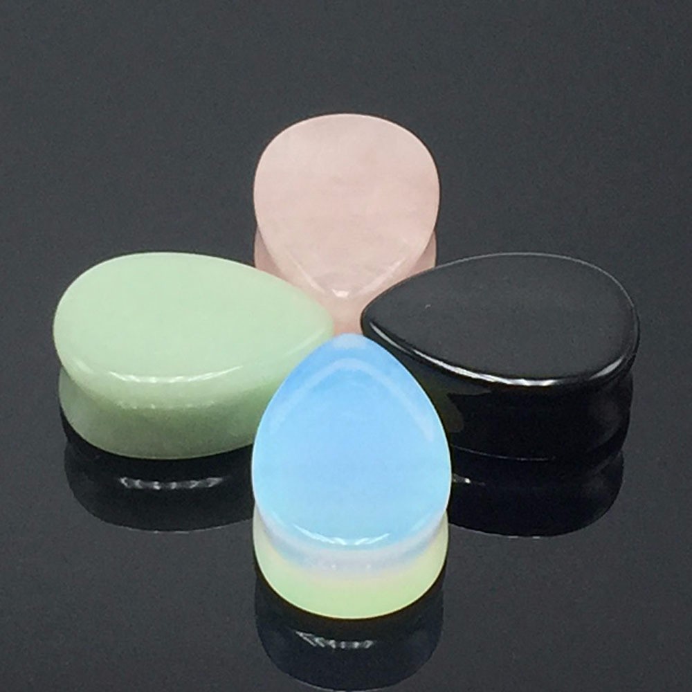 2pcs Natural Stone Teardrop Ear Plugs Tunnel Flesh Earrings Gauges for Women Men Trendy Ear Expander Stretcher Piercings Jewelry