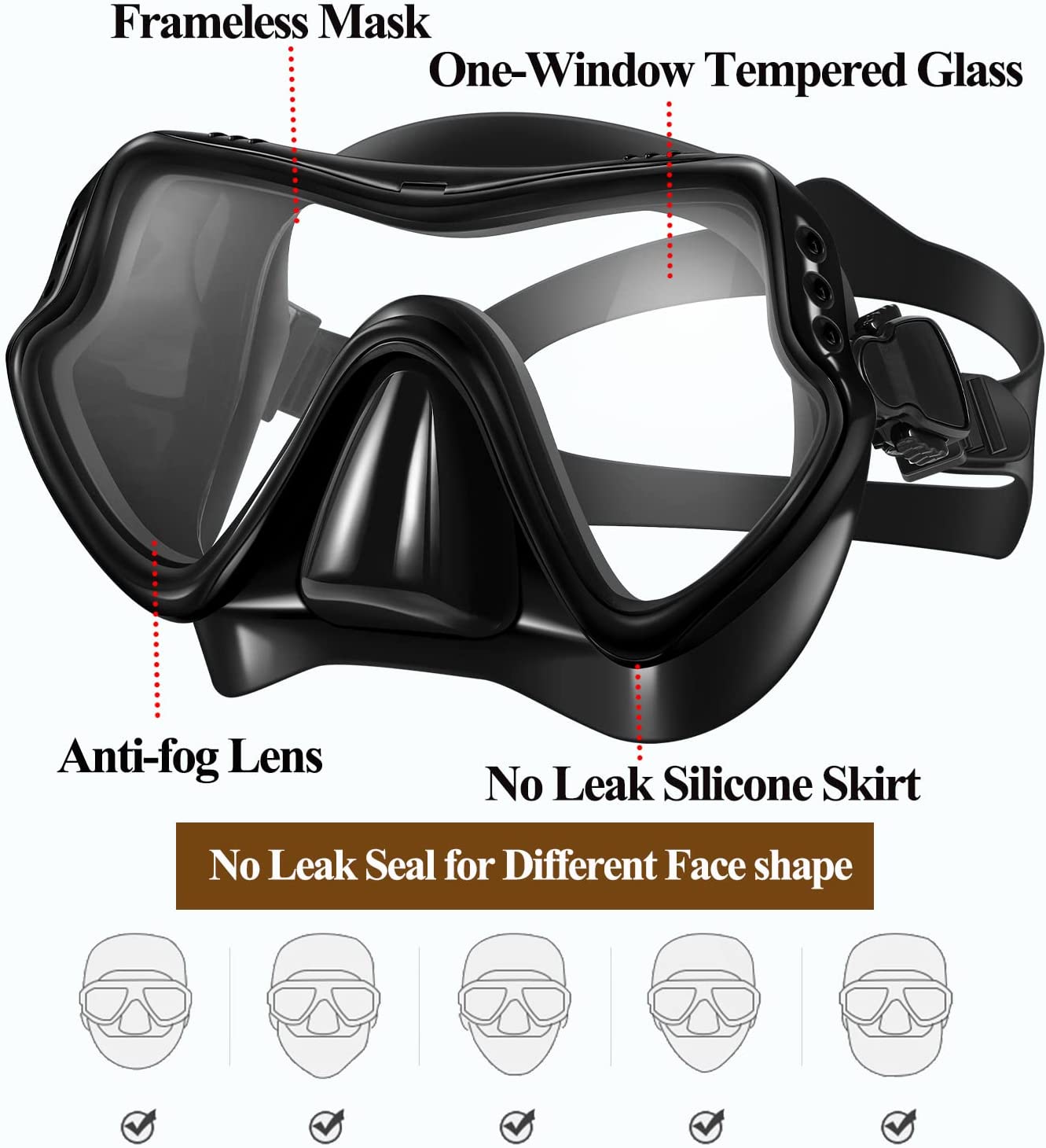 Snorkeling Mask Set Diving Gear Dry Snorkel Set Mask Adults Anti Fog Scuba Diving Swimming Training Equipment for Men Women