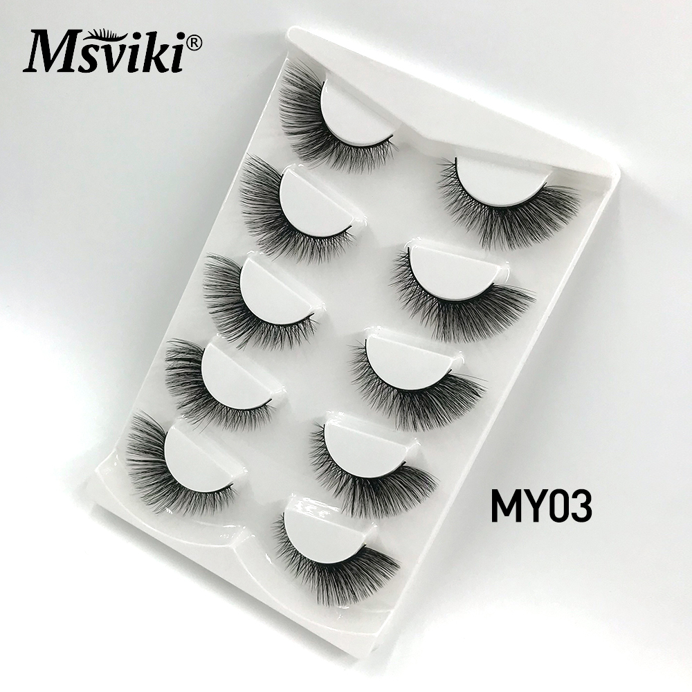8-15MM Cat Eye Mink Lashes Bulk Wholesale 5 Pairs Winged End Eye Elong Half False Eyelashes Natural Faux Mink Eyelashes Makeup