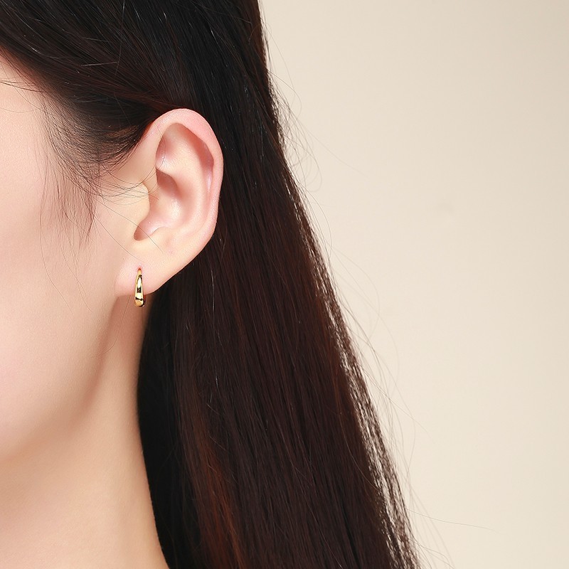 Cute 925 Sterling Silver Gold Color Loop Circle Huggie Small Hoop Earrings For Women Men Children Girls Kids Jewelry Aros Aretes