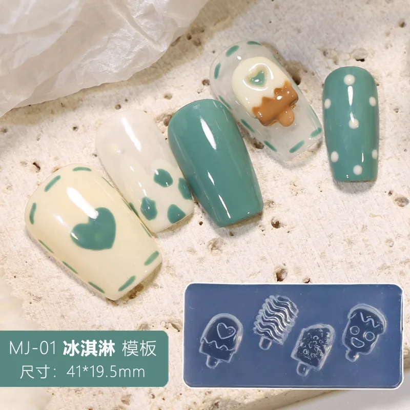 3D Carving Silicone Mold Bear Butterfly DIY Silicone Stereoscopic Nail Adornment UV Gel Acrylic Crystal Nails Template Nail Art