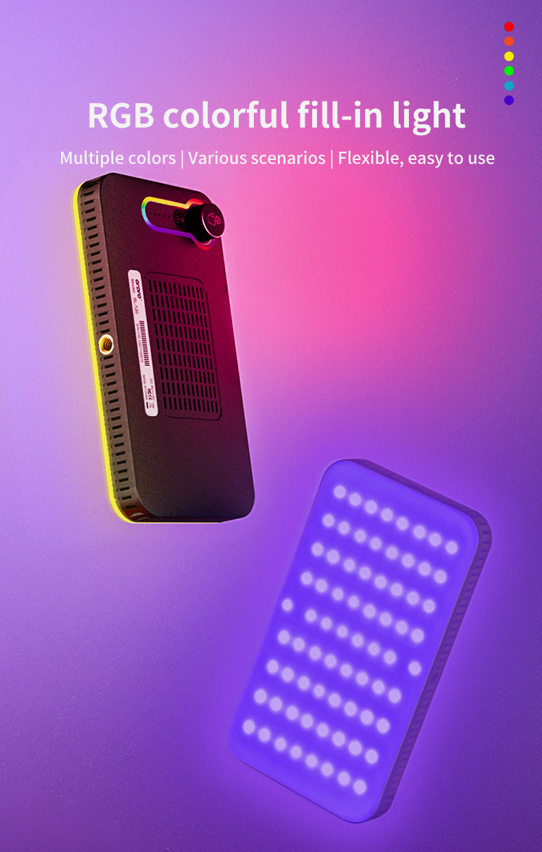 Ordro SL120 RGB Compact Video Light Mini Camera Lights Youtube Tiktok Live Stream Videos Lighting LED Photography Lamp 3000mAh