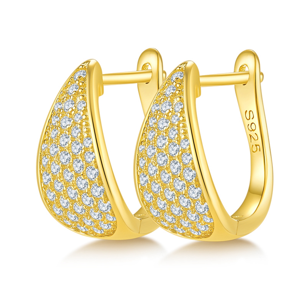 Vinregem 18K Gold Plated GRA 3EX VVS D Moissanite Diamonds Gemstone Water Drop Hoop Earrings 925 Sterling Silver Fine Jewelry